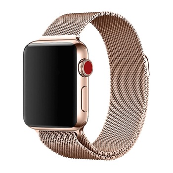 Curea metalica tip plasa cu pridnere magnetica pentru Apple Watch 1 / 2 / 3 / 4 / 5 series 38 / 40 mm, rose gold Curea metalica tip plasa cu pridnere magnetica pentru Apple Watch 1 / 2 / 3 / 4 / 5 series 38 / 40 mm, rose gold
