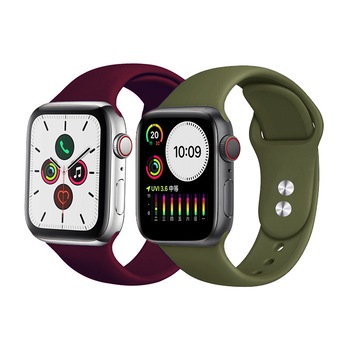 Set 2 curele din silicon cu conectori pentru Apple Watch 1 / 2 / 3 / 4 / 5 series 42 / 44 mm,verde , visiniu Set 2 curele din silicon cu conectori pentru Apple Watch 1 / 2 / 3 / 4 / 5 series 42 / 44 mm,verde , visiniu