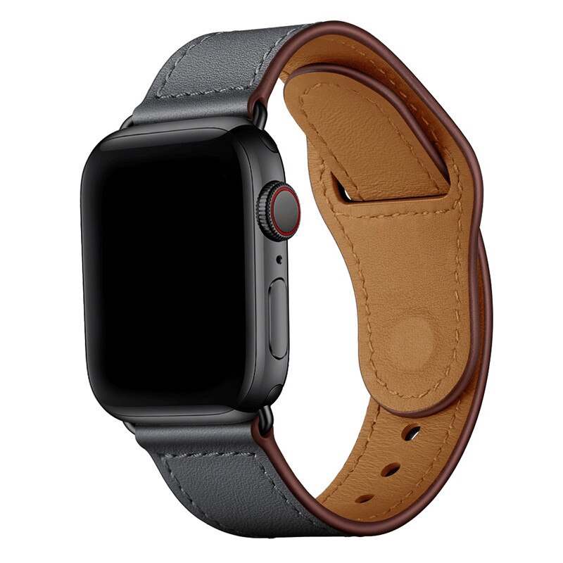Curea din piele genuina pentru Apple Watch 1 / 2 / 3 / 4 / 5 series 42 / 44 mm, gri