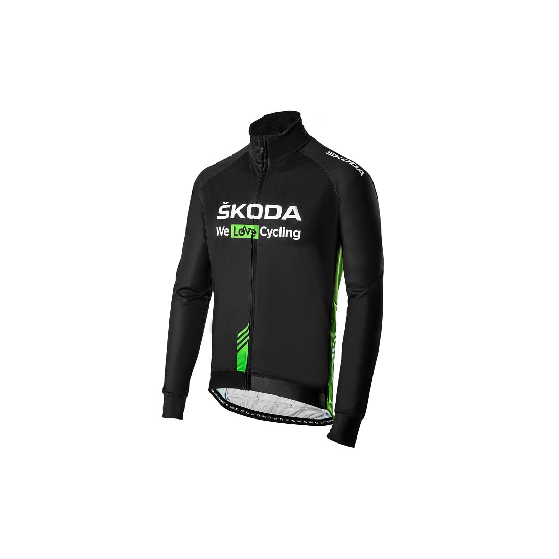 Jacheta ciclism, Skoda, Marime S, Polyester, Spandex Negru/Verde
