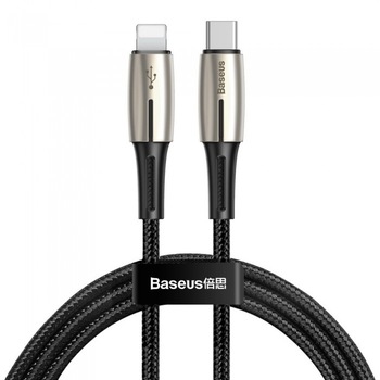 Cablu de date/incarcare Baseus, Water Drop Lamp Lightning/USB Type-C, 1.3M 18W, Negru Cablu de date/incarcare Baseus, Water Drop Lamp Lightning/USB Type-C, 1.3M 18W, Negru