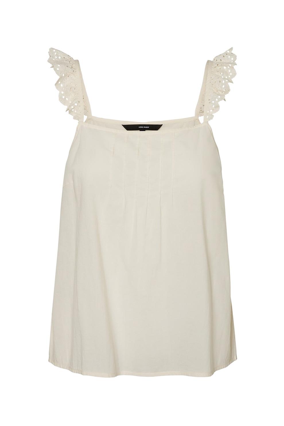 Vero Moda, Top vaporos cu bretele din dantela, Bej, XL