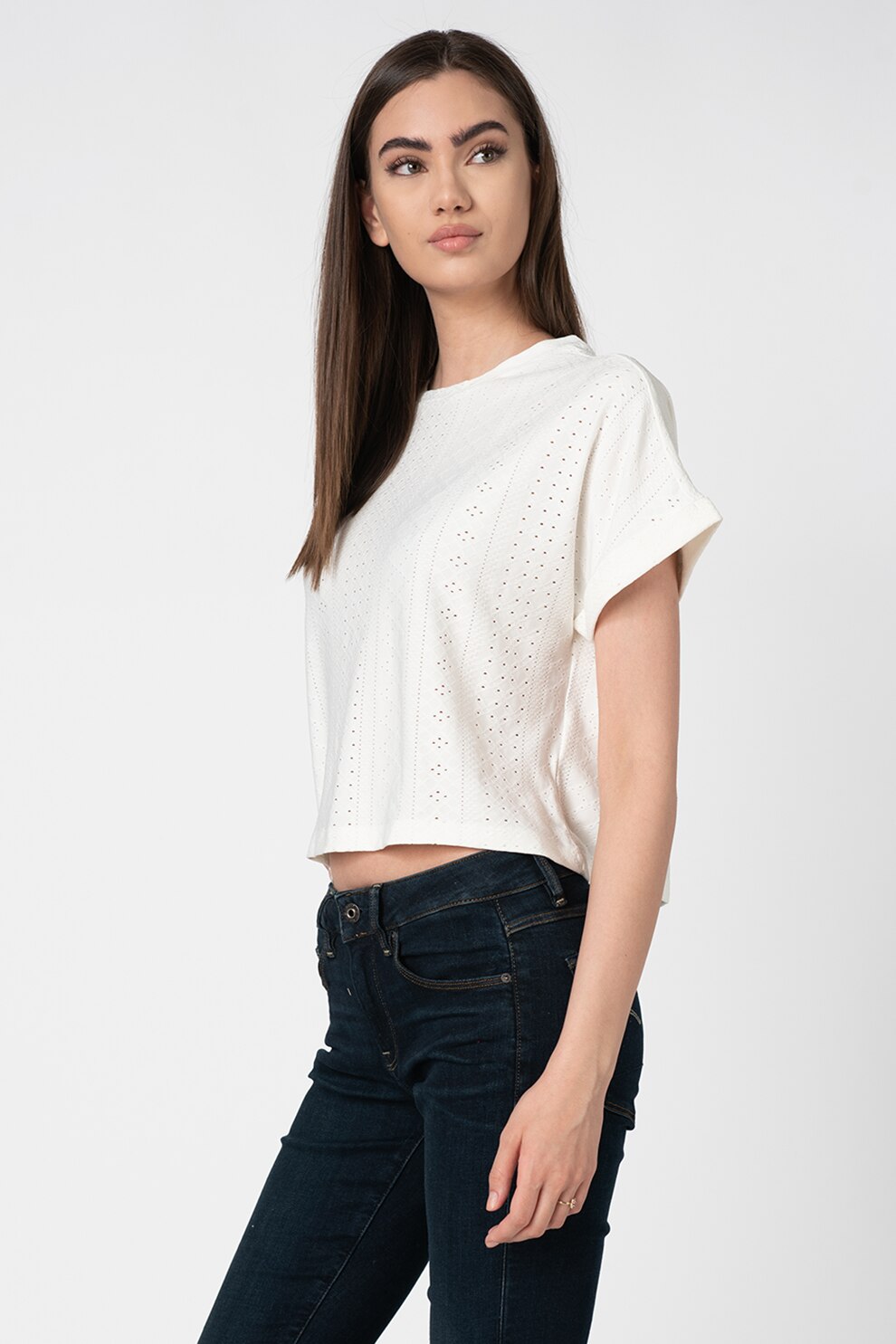 JdY, Bluza crop lejera Fatinka, Alb