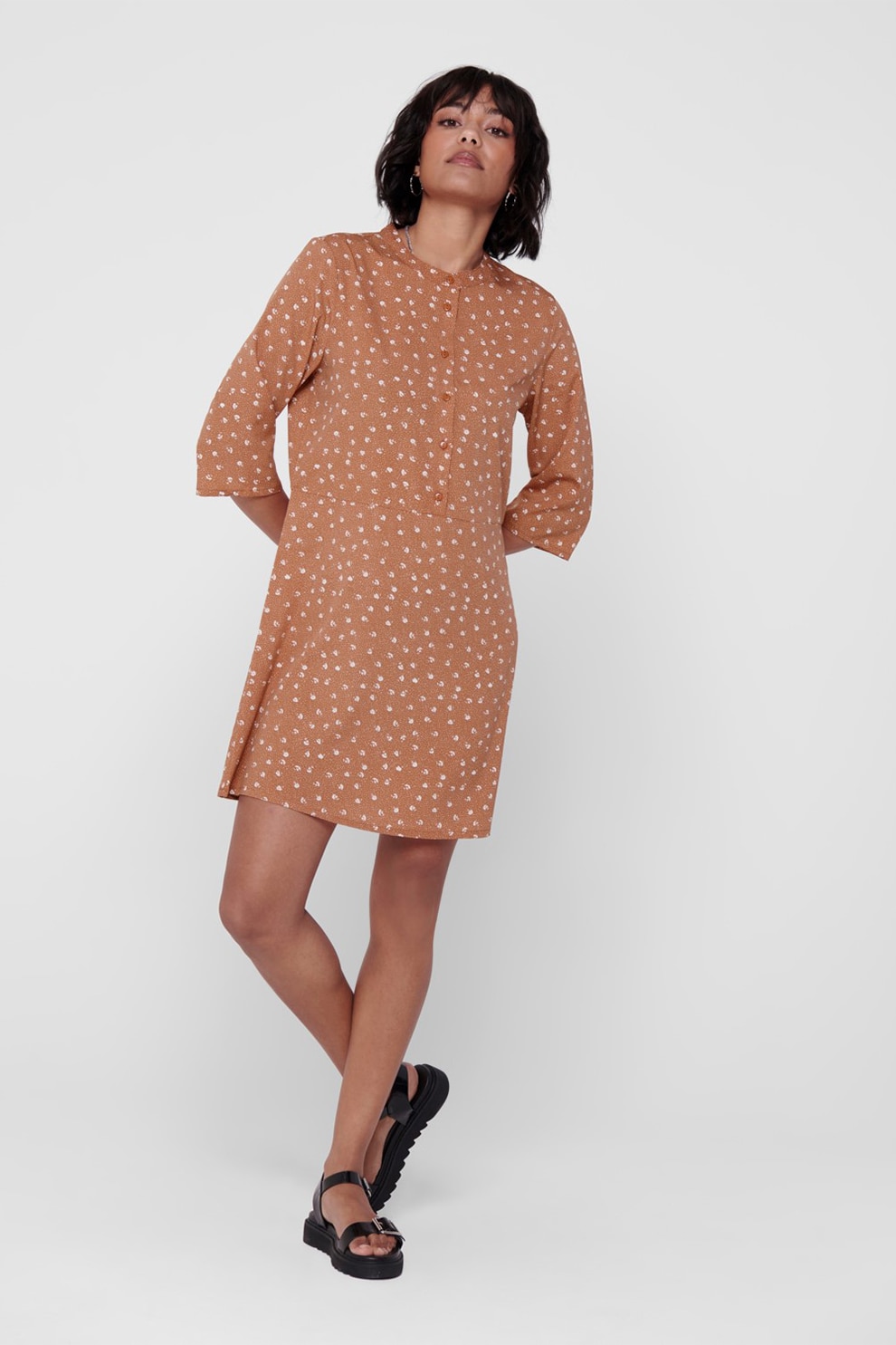 JdY, Rochie elastica, cu imprimeu, Oranj persan/Alb, XS