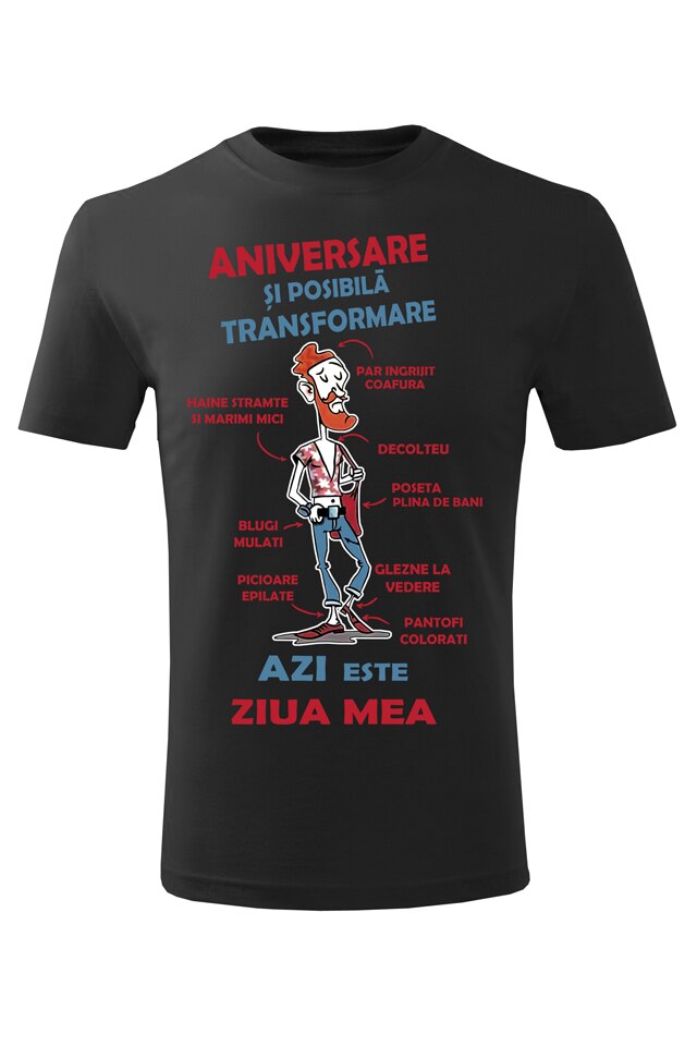 Tricou personalizat an nastere aniversare, barbat, negru, Alb