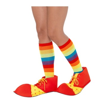 Pantofi de clown, uriasi, multicolori, pentru adulti, marime unica Pantofi de clown, uriasi, multicolori, pentru adulti, marime unica