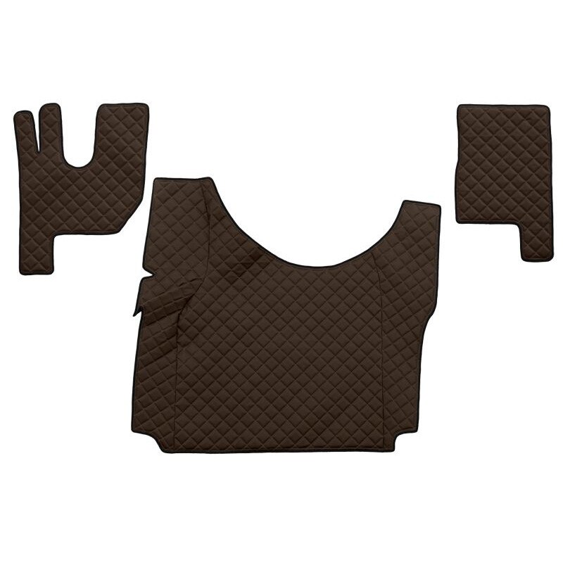 Set 3 covorase camion F-Core, Piele-ECO, pentru Renault T, tunel inalt, Maro