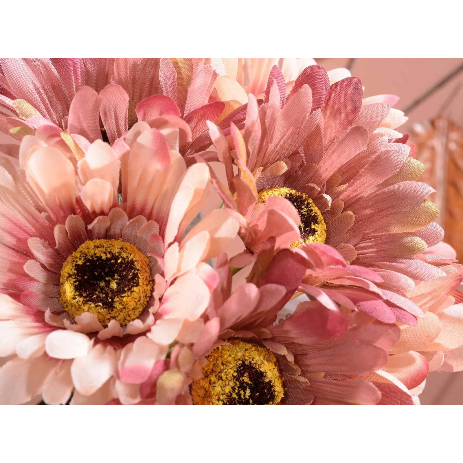 Buchet artificial gerbera roz somon 24 cm - eMAG.ro