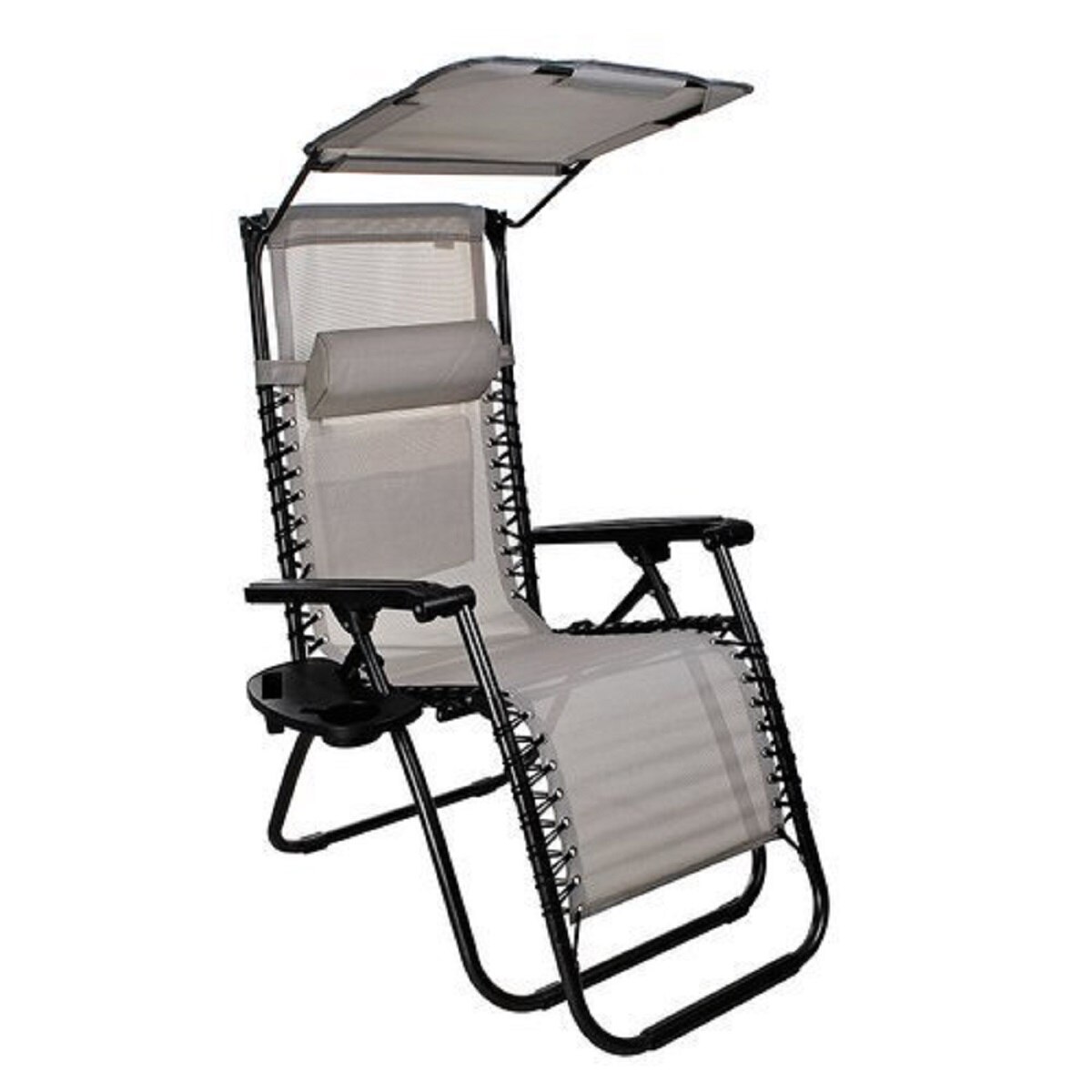 Sezlong pliabil cu protectie solara gri