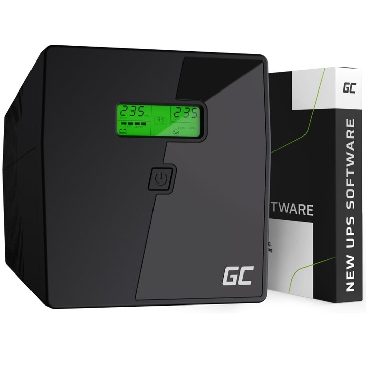 UPS Green Cell Sursa Neintreruptibila 700W 1000VA cu Display LCD Unda Sinusoidala Pura