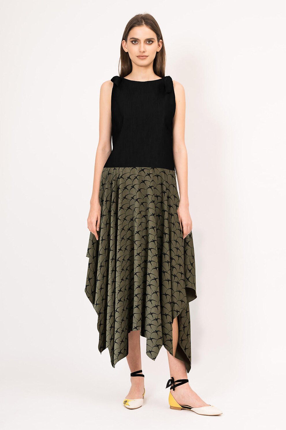 BLUZAT, Fusta asimetrica, Verde feriga, S