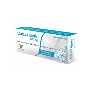 Supliment alimentar, Polisano, Calciu lactic 500 mg, 30 comprimate Supliment alimentar, Polisano, Calciu lactic 500 mg, 30 comprimate
