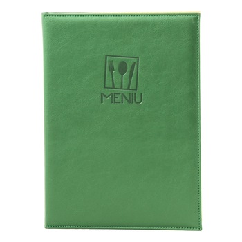 Mapa meniu A4+, LeatherLike, piele PU interior/exterior, lavabila, verde Mapa meniu A4+, LeatherLike, piele PU interior/exterior, lavabila, verde