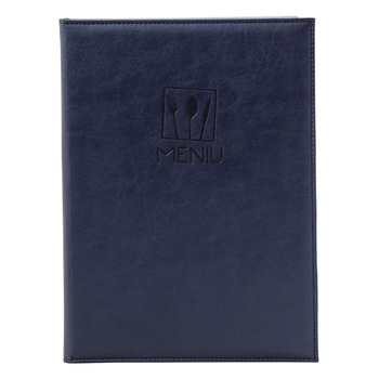 Mapa meniu A4+, LeatherLike, piele PU interior/exterior, lavabila, albastru Mapa meniu A4+, LeatherLike, piele PU interior/exterior, lavabila, albastru