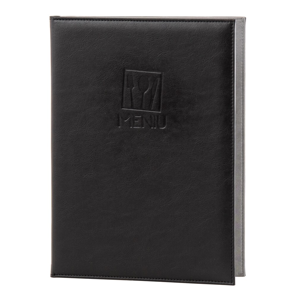 Mapa meniu A4+, LeatherLike, piele PU interior/exterior, lavabila, negru