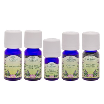 Set uleiuri esentiale 100% pure Lakshmi, tratament pentru fermitatea pielii si a sanilor 5 bucati, 42 ml Set uleiuri esentiale 100% pure Lakshmi, tratament pentru fermitatea pielii si a sanilor 5 bucati, 42 ml