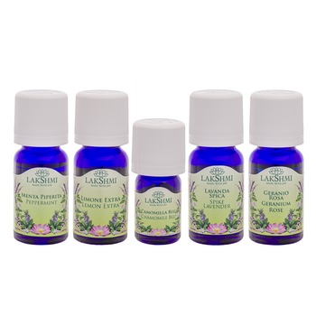 Set uleiuri esentiale 100% pure Lakshmi, tratament alternativ pentru piscaturile de insecte si tanatari, 5 bucati, 42 ml Set uleiuri esentiale 100% pure Lakshmi, tratament alternativ pentru piscaturile de insecte si tanatari, 5 bucati, 42 ml