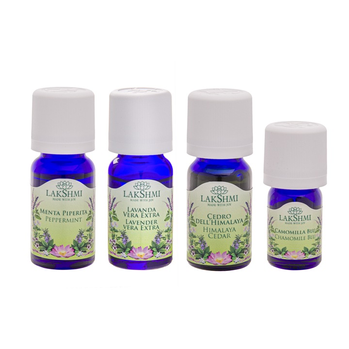 Set uleiuri esentiale 100% pure Lakshmi, tratament alternativ prurit, 4 bucati, 32 ml