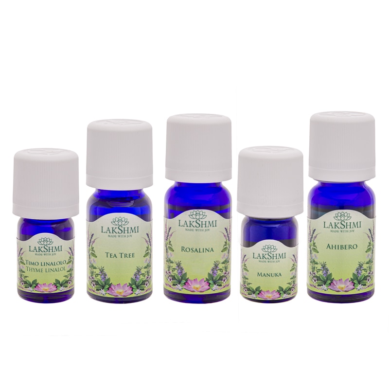 Set uleiuri esentiale 100% pure Lakshmi, tratament alternativ pentru micozele vaginale, 5 bucati, 40 ml