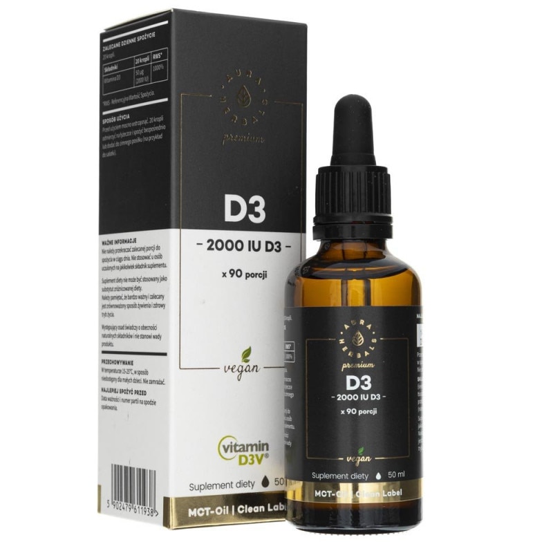 Supliment alimentar Vitamina D3 Premium 2000 UI Aura Herbals, 50 ml picaturi