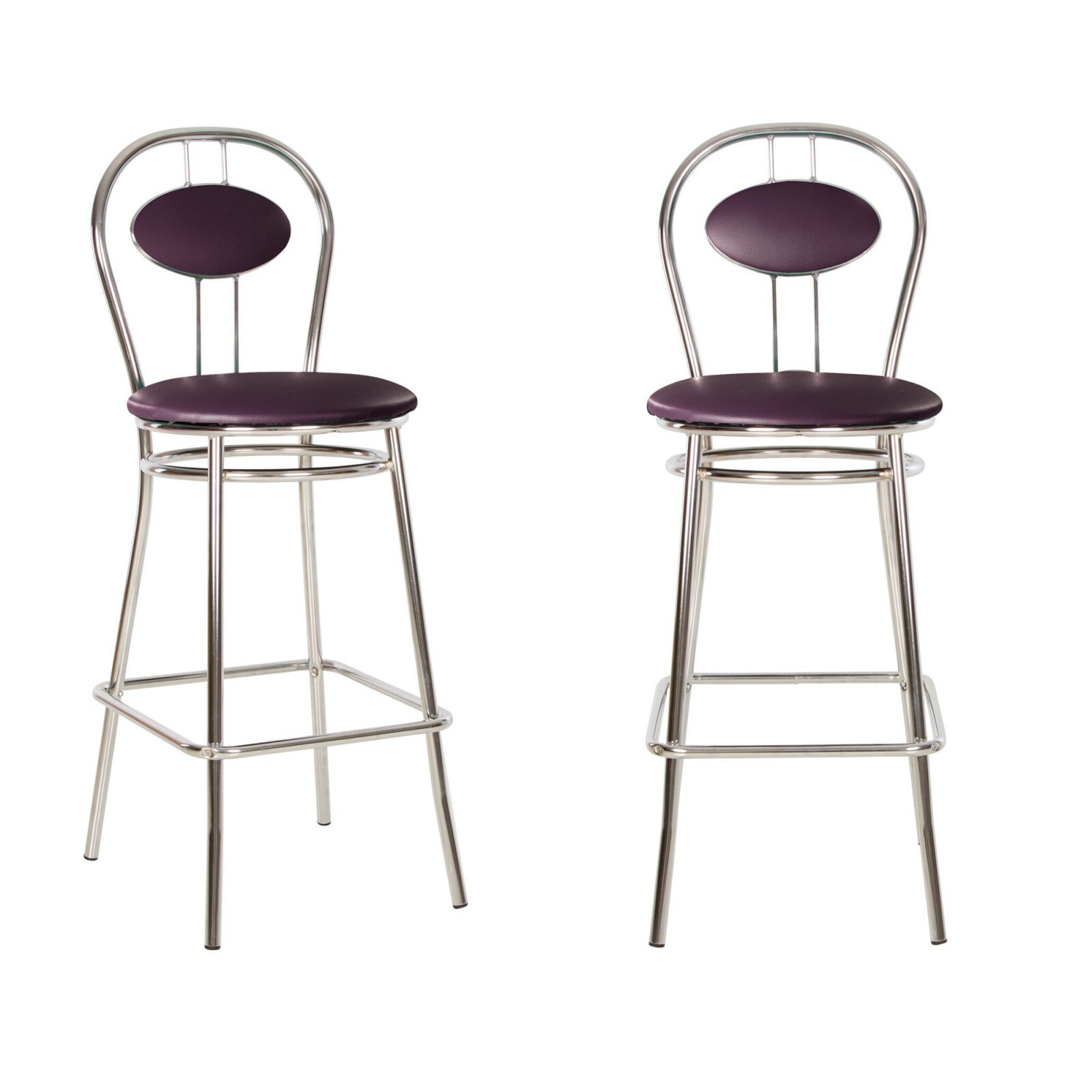 Set 2 scaune de bar TIZIANO Hoker, Mov piele ecologica