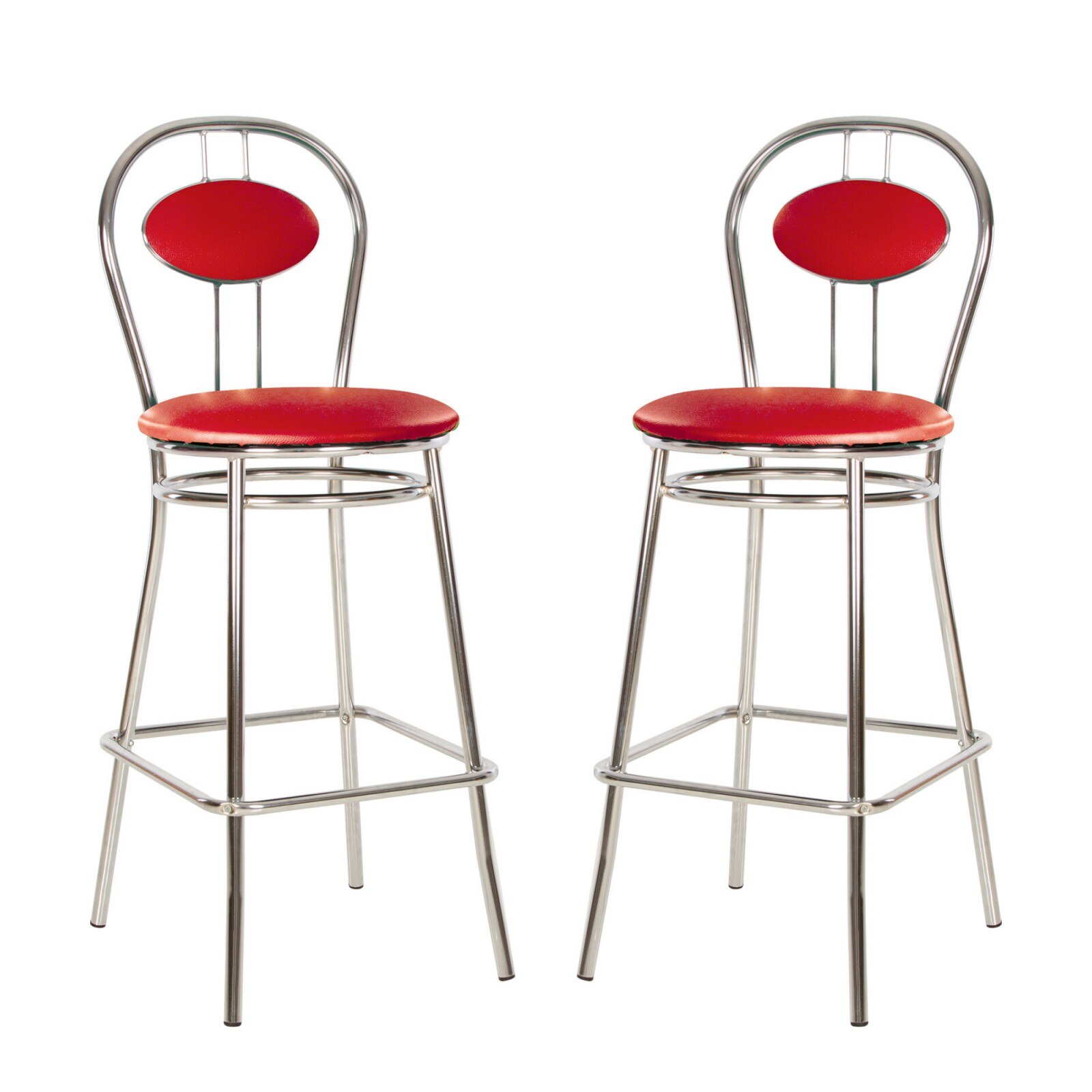 Set 2 scaune de bar TIZIANO Hoker, Rosu piele ecologica