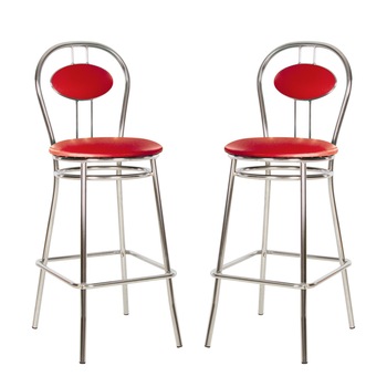 Set 2 scaune de bar TIZIANO Hoker, Rosu piele ecologica Set 2 scaune de bar TIZIANO Hoker, Rosu piele ecologica