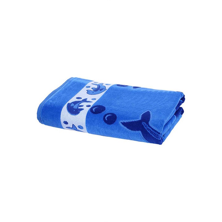 Prosop Baie Bumbac Dolphin , marime 70 x 140 , culoare bleu
