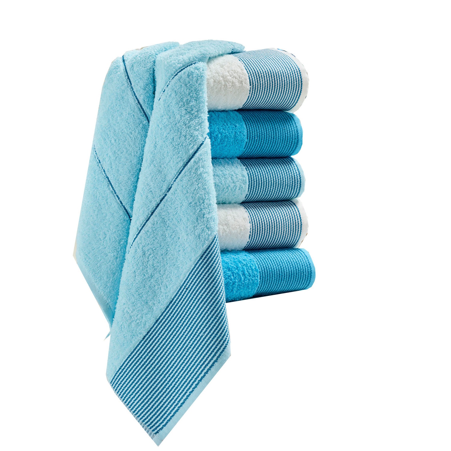 Set 6 prosoape bumbac 100%, Eponj Home, 50x85 cm, Fitili Turqoise