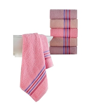 Set 6 prosoape bumbac 100%, Eponj Home, 50x85 cm, Perde Roz Pudra Set 6 prosoape bumbac 100%, Eponj Home, 50x85 cm, Perde Roz Pudra