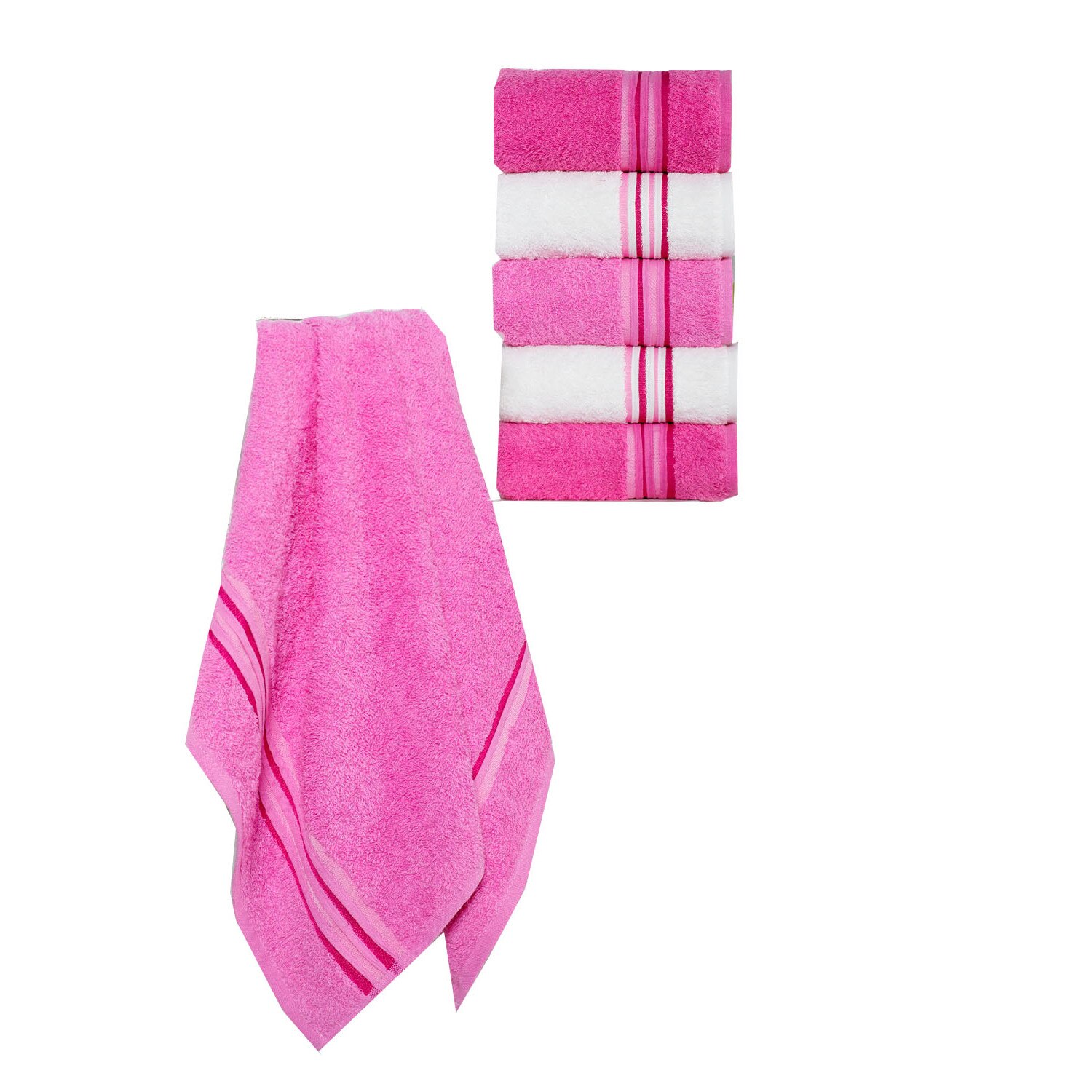 Set 6 prosoape bumbac 100%, Eponj Home, 50x85 cm, Perde Roz