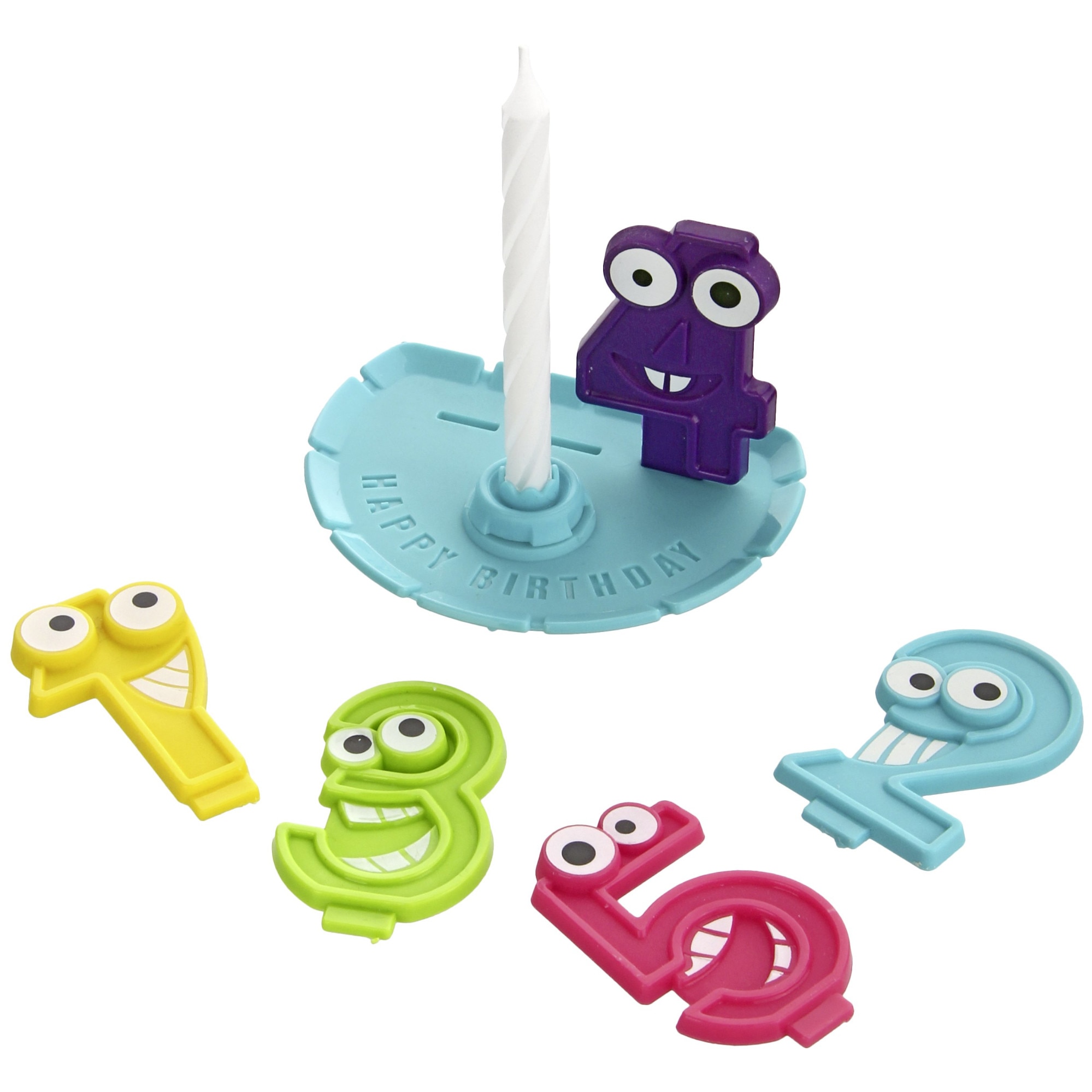 Set 10 lumanari cu suport si numere, Fackelmann, plastic