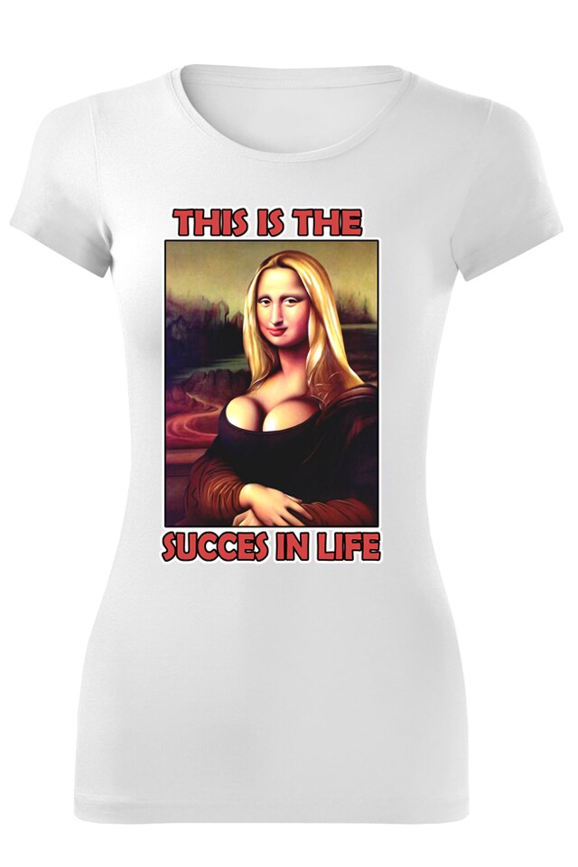 Tricou personalizat amuzant succes in life, dama, alb, Alb