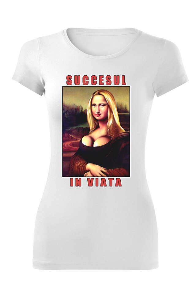 Tricou personalizat amuzant succesul, dama, alb, Alb