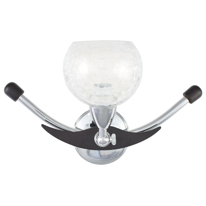 Aplica BUSSY LIGHTING 7002 1 brat, 1xE14, lemn venge, metal finisaj crom / sticla transparent