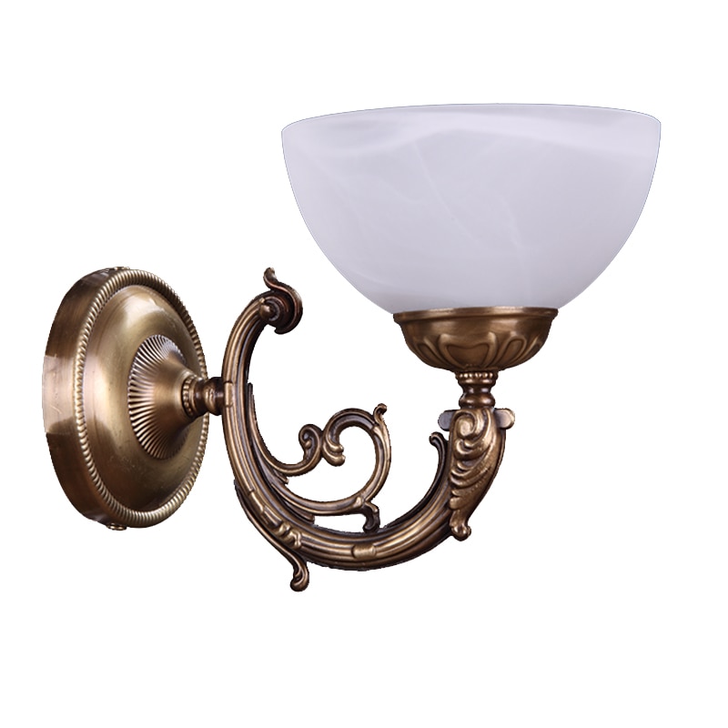 Aplica BUSSY LIGHTING 7192 1 brat E27 1x60W ,metal, finisaj bronz antic / Sticla alabastru Alb