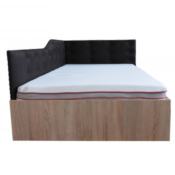 Pat Tapitat de Colt Genarom TOM 140 DR Fara Leat, Eco_T1 / Stejar Sonoma, 204 x 144,5 x 87 cm Pat Tapitat de Colt Genarom TOM 140 DR Fara Leat, Eco_T1 / Stejar Sonoma, 204 x 144,5 x 87 cm