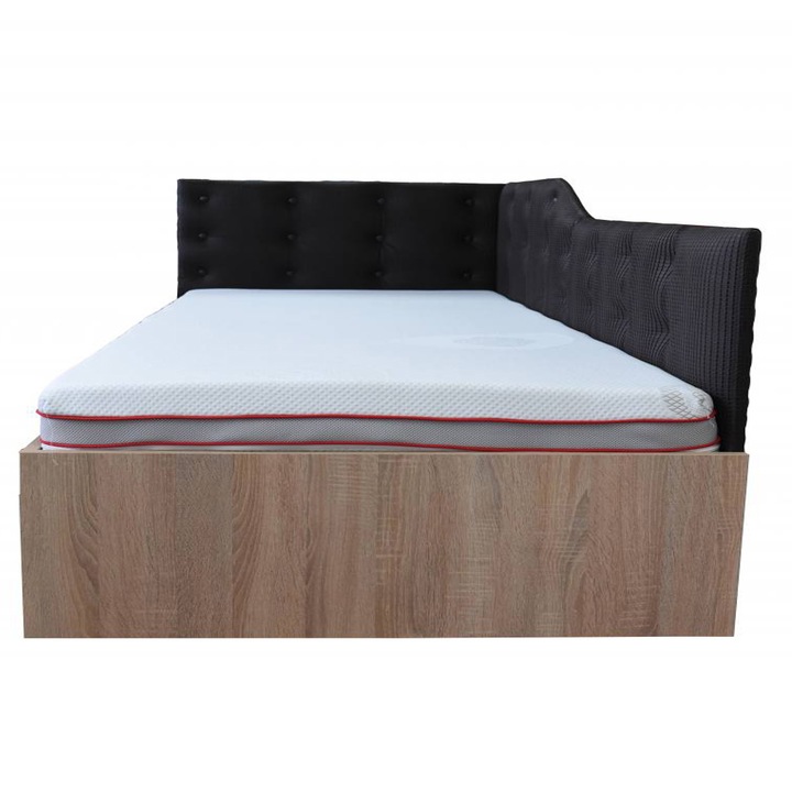 Pat Tapitat de Colt Genarom TOM 140 ST Fara Leat, Eco_T1 / Stejar Sonoma, 204 x 144,5 x 87 cm