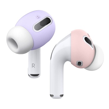 Huse pentru fixarea castilor AirPods Pro Elago Secure Fit, 4 Bucati, Silicon antibacterian, Roz/Mov Huse pentru fixarea castilor AirPods Pro Elago Secure Fit, 4 Bucati, Silicon antibacterian, Roz/Mov