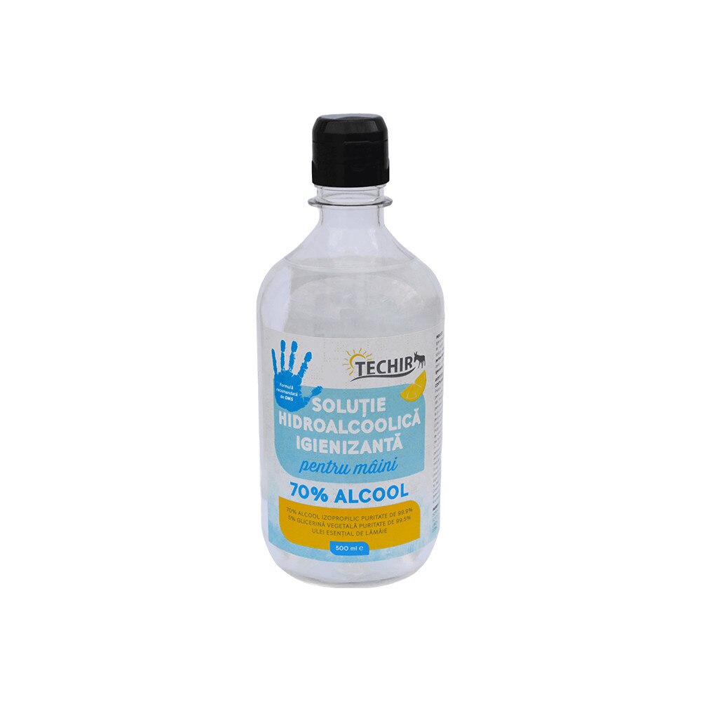 Solutie hidroalcoolica igienizanta pentru maini cu 70% alcool CAPAC FLIP TOP, 500 ml
