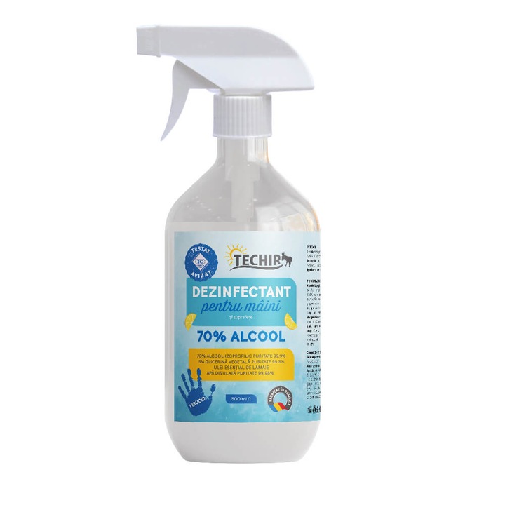Dezinfectant virucid pentru maini cu 70% alcool TRIGGER Techir, 500 ml