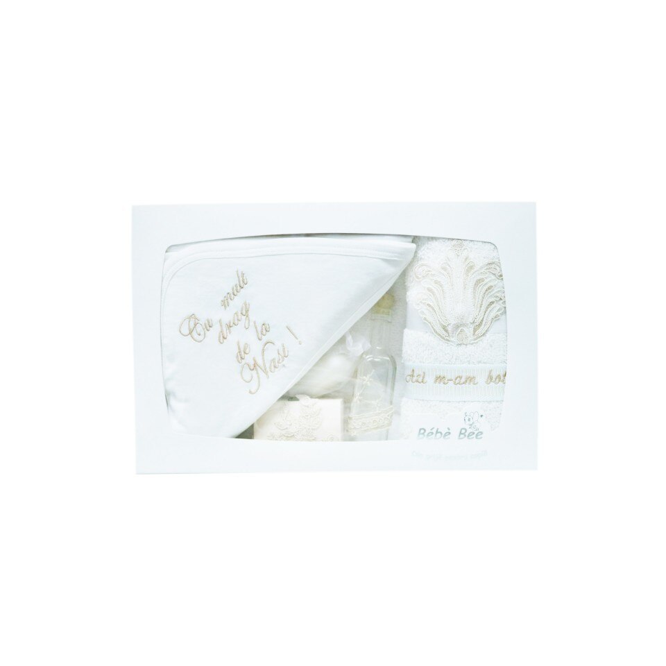 Trusou brodat pentru botez, 7 piese, alb-ivoire , dae6913