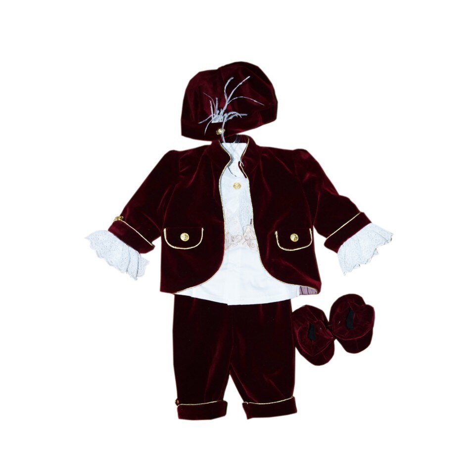 Costum pentru botez, 6 piese, grena, DAE6942, 3-6 luni