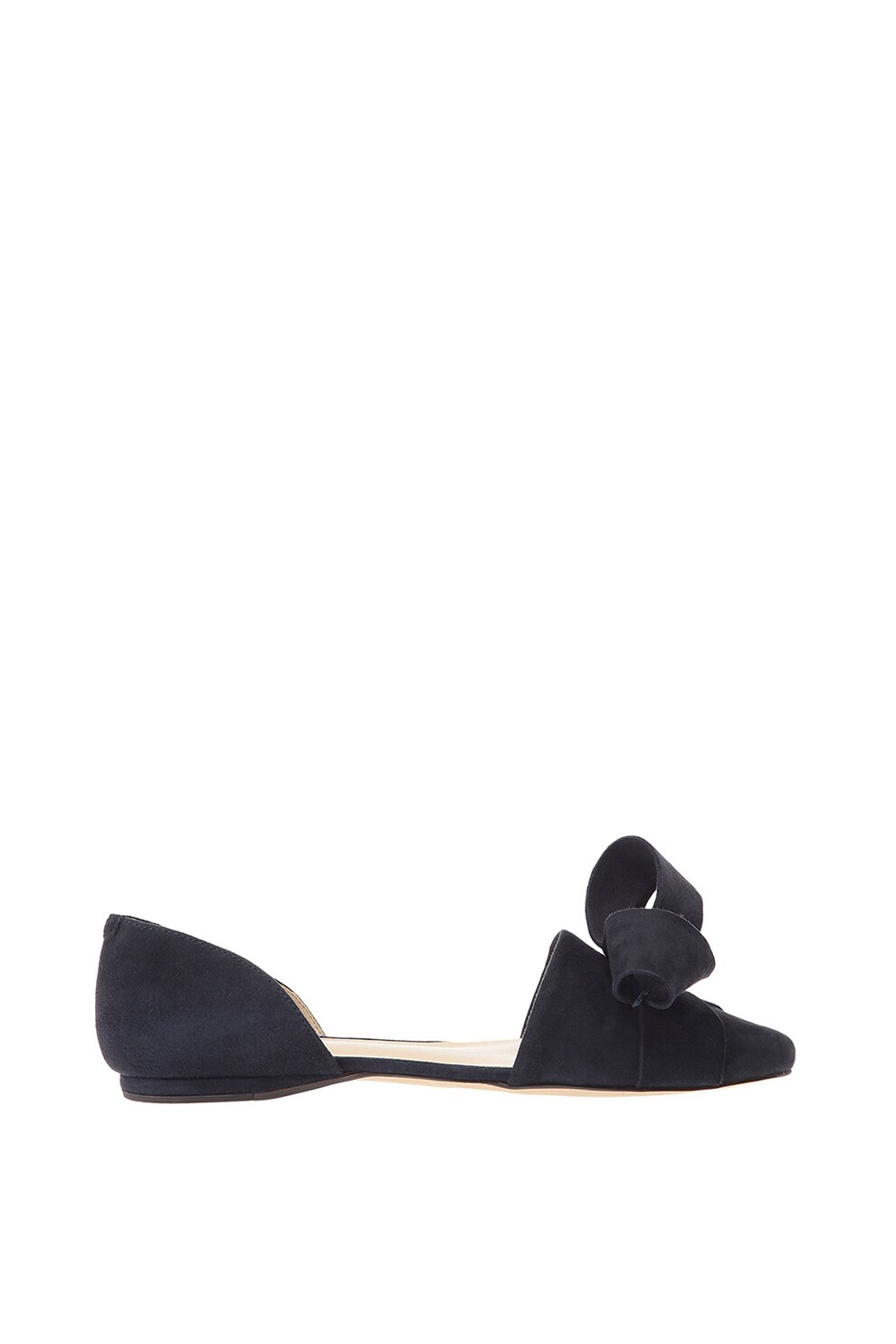 NINE WEST, Balerini de piele intoarsa cu varf ascutit si aplicatie funda Shoresi