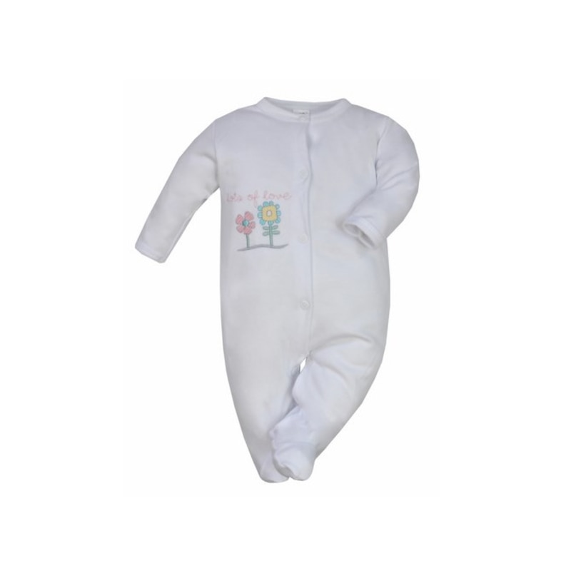 Salopeta cu maneca lunga pentru fete Koala Flower A01-025A, Alb, 68 cm