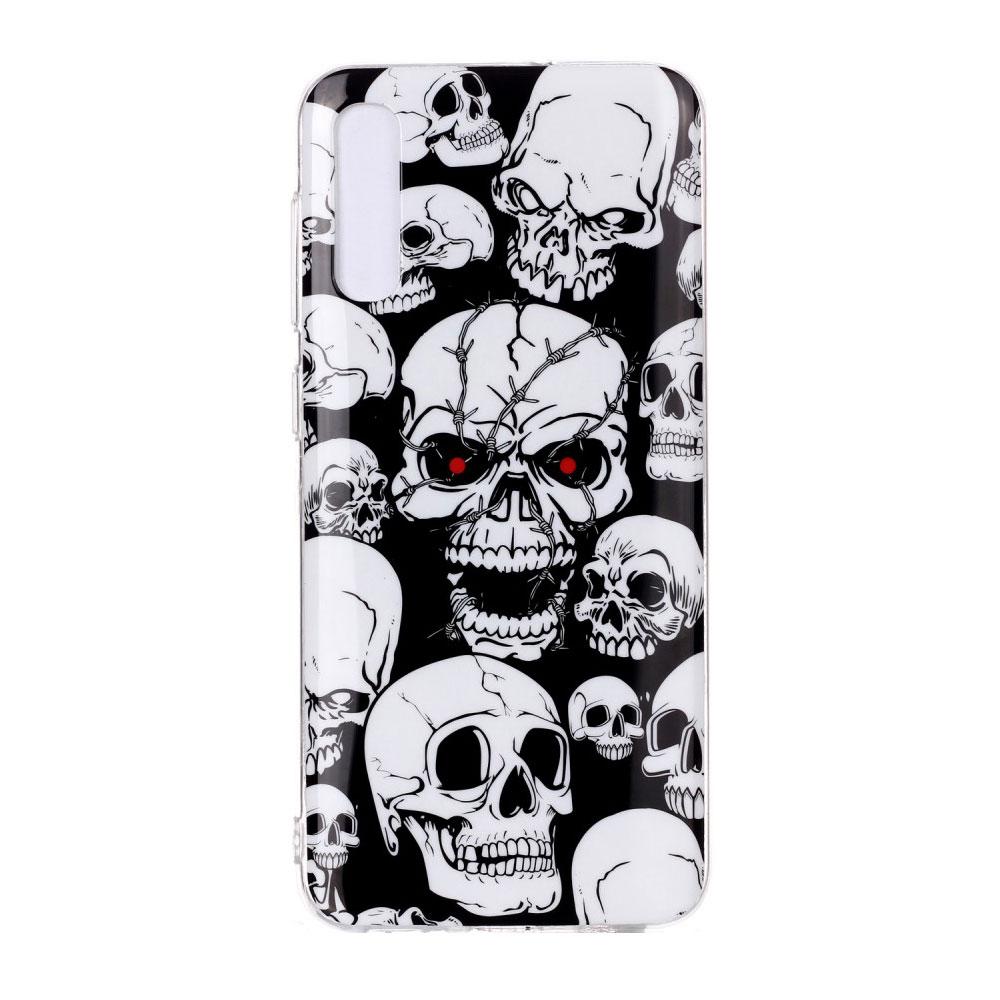 Husa Samsung Galaxy A50 Model Skulls, Fosforescenta, Antisoc, Viceversa Alb/Negru