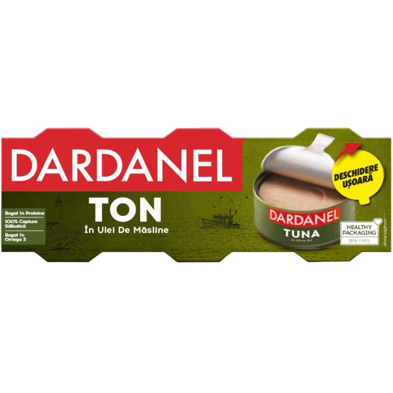 Ton in ulei de masline 3x75g Dardanel, 225g