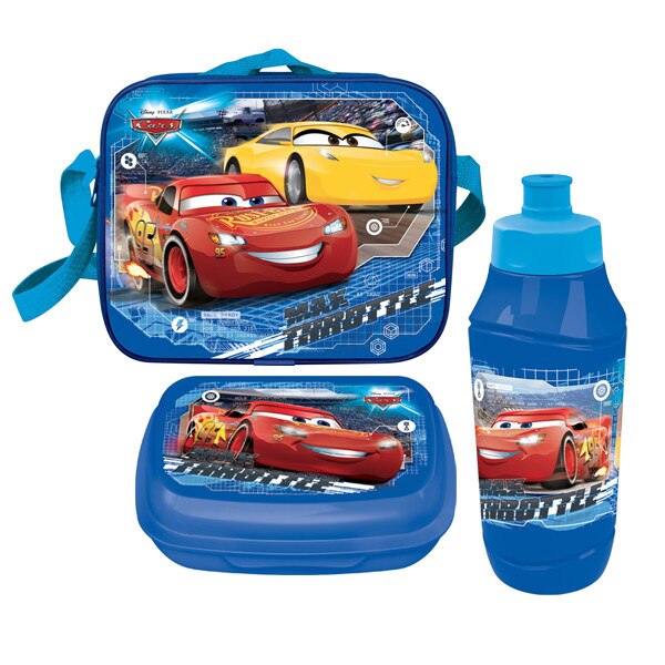 Set Disney, Cars, geanta, bidon, cutie sandwich, 7x13x23cm
