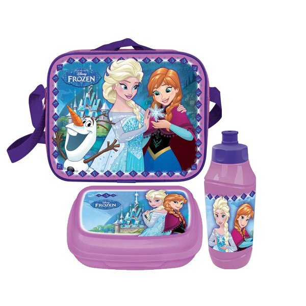 Set Disney, Frozen, geanta, bidon, cutie sandwich, 7x13x23cm