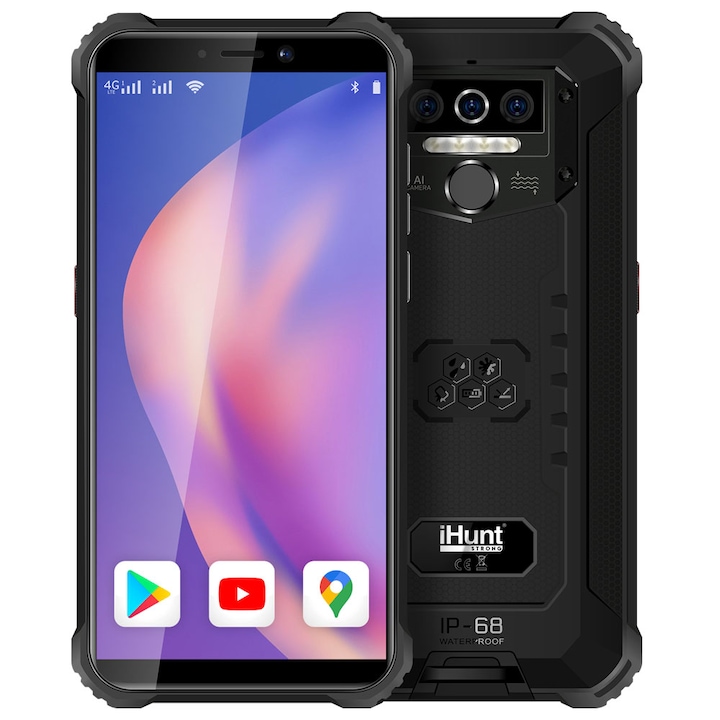 Telefon Mobil iHunt TITAN P8000 PRO, 4G+, 8000mAh, Triple Camera 13MP, 5.5-inch HD+ Gorilla Glass, IP68, 4GB + 32GB, Android 10, Black
